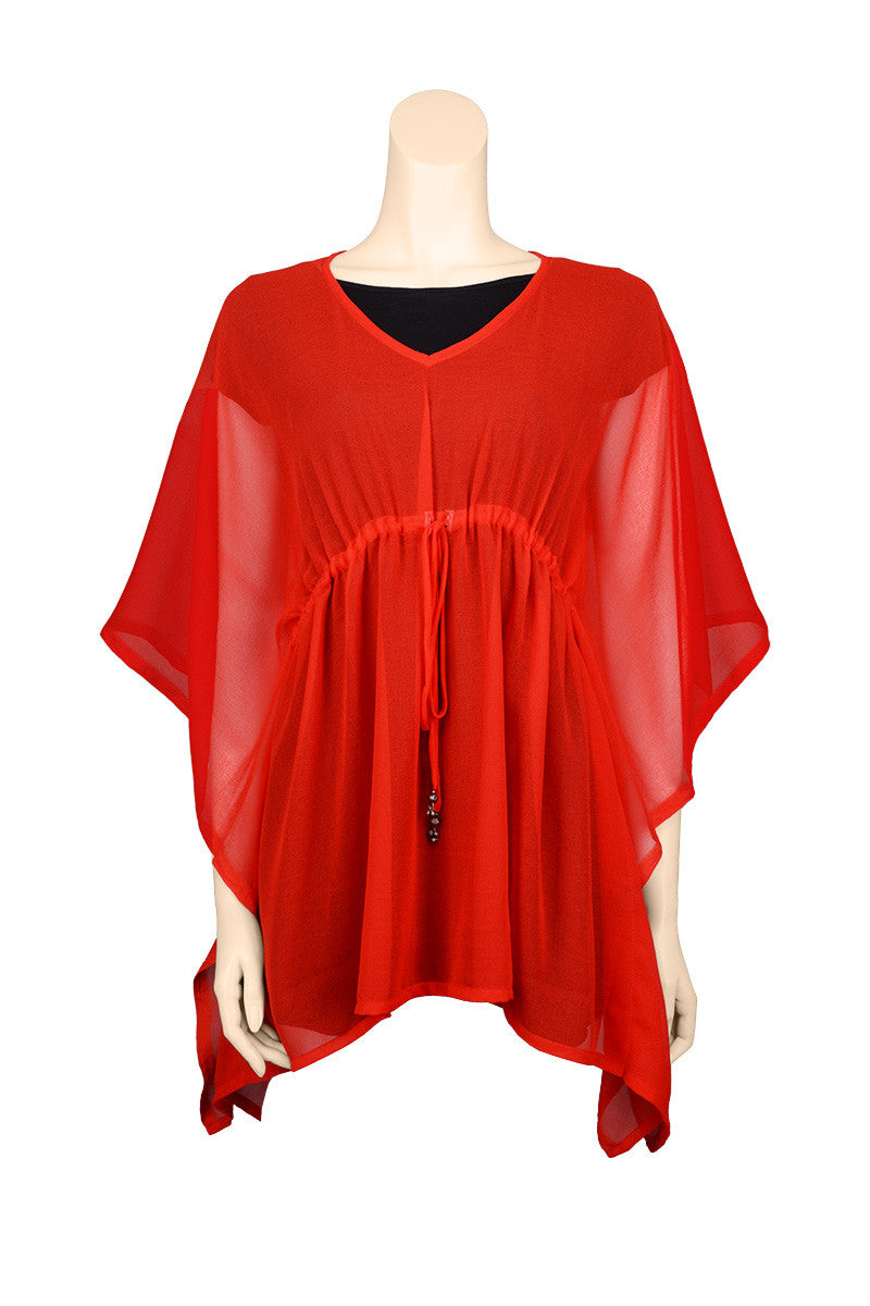 chiffon cover up red