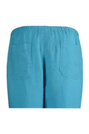 linen pants with elastic, turquoise pants, back pockets detail