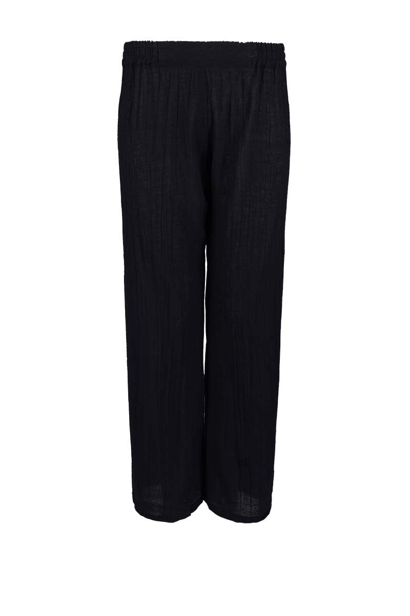 crinkled cotton cropped pants, cropped pants with elastic