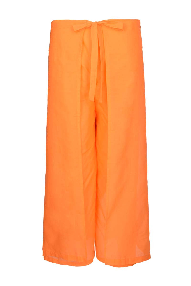 orange cotton pants, orange sarong pants