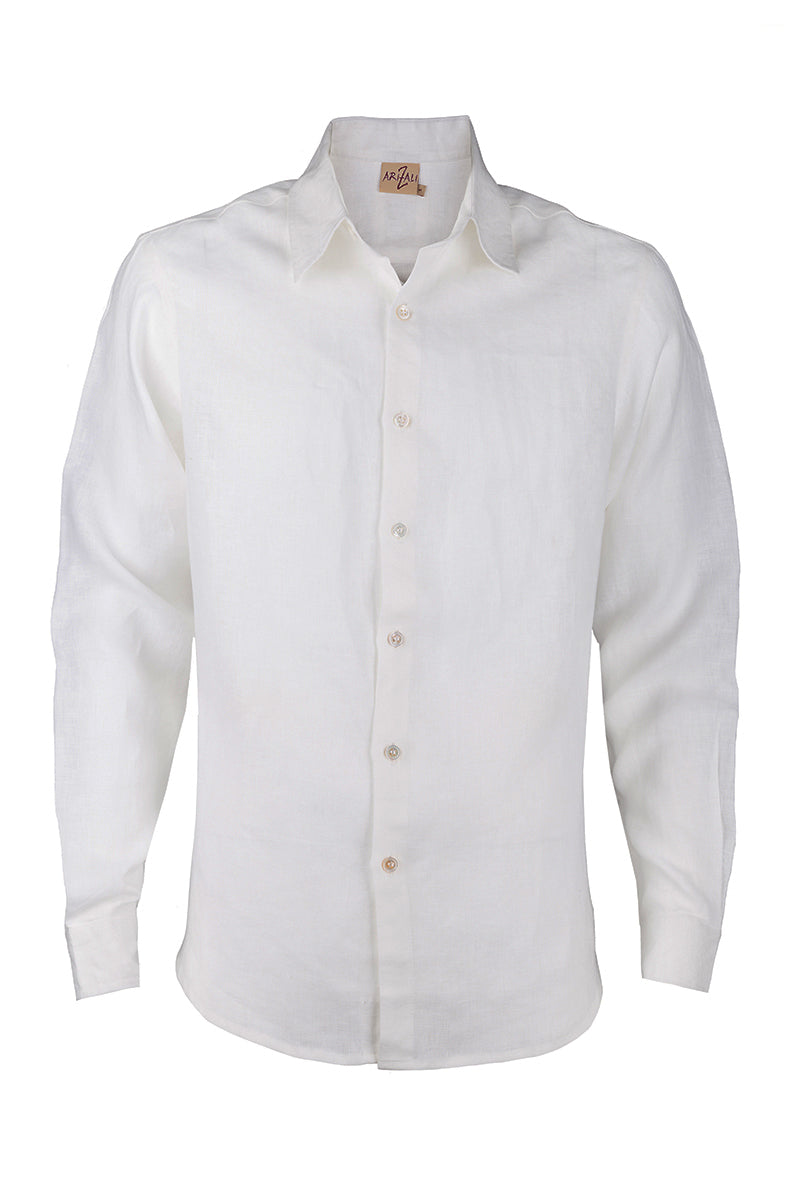 Long Sleeve Linen Shirt White