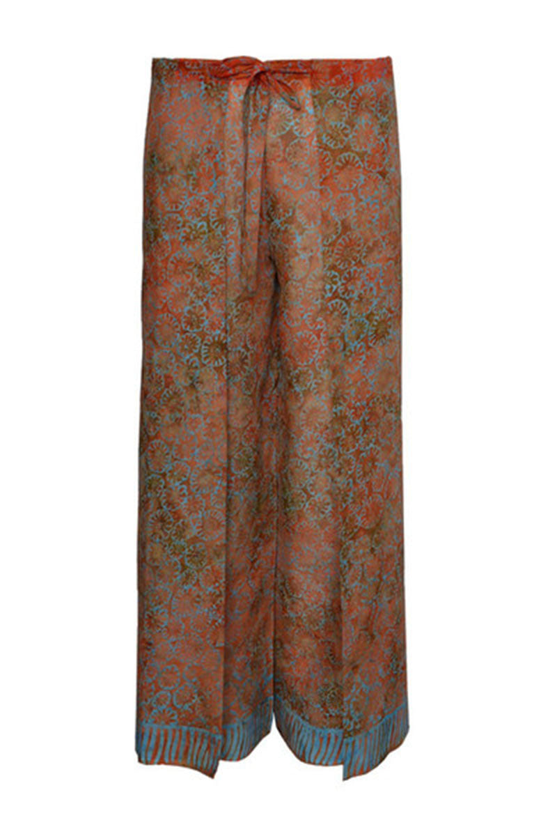 cotton voile pants, orange pants, modern batik pants