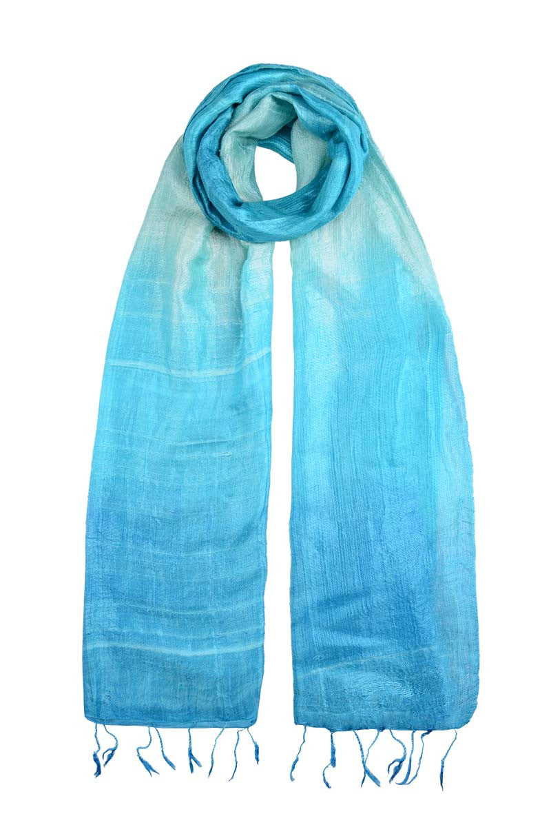 silk scarf tie dye blue